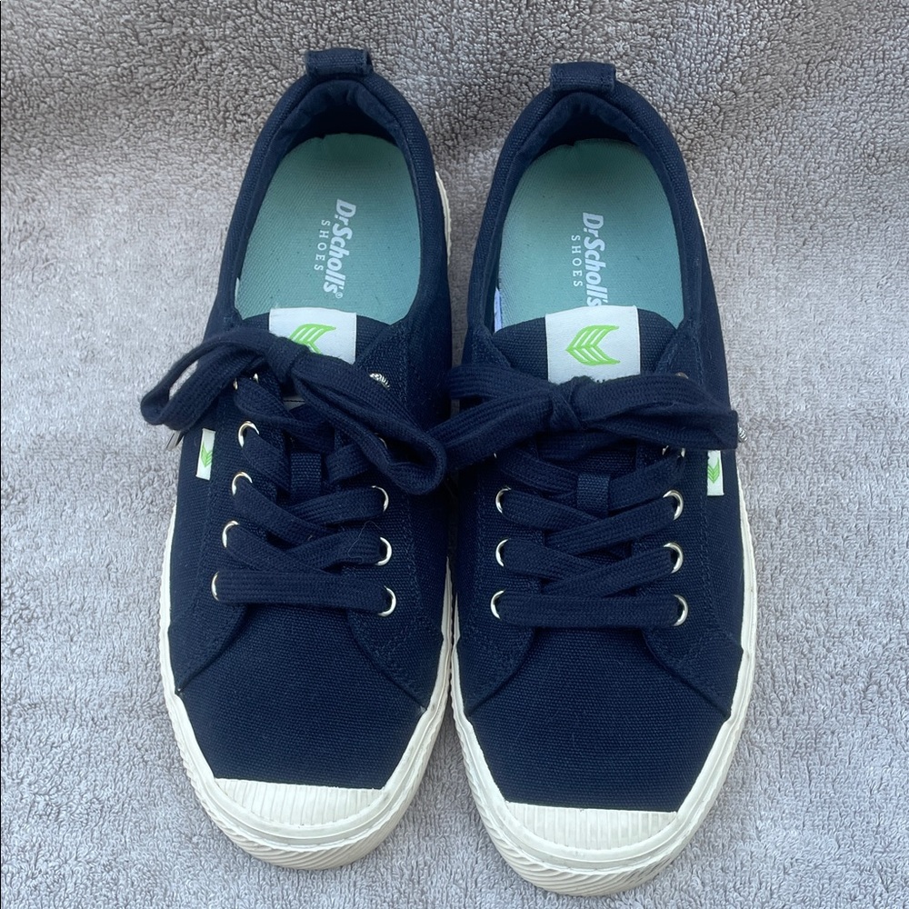 Dr. Scholl's Dark Blue Canvas Sneakers with Cream Soles